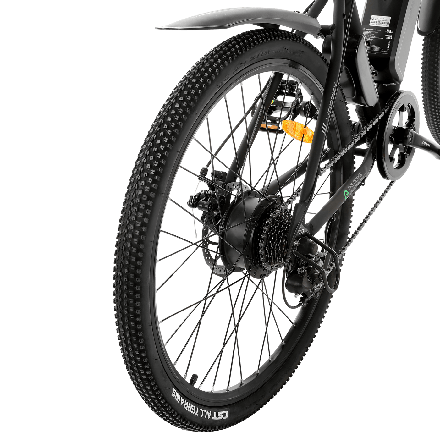 Ecotric Vortex Black Electric City Bicycle Back Tire
