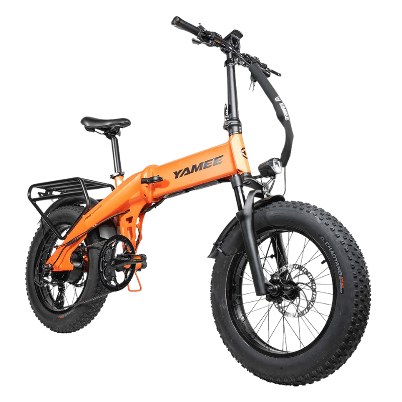 Rattan 750W XL Orange Foldable Electric Bike Front View