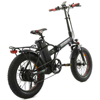 Ecotric 48V 15AH Black Foldable Fat Tire Electric Bicycle Rear View
