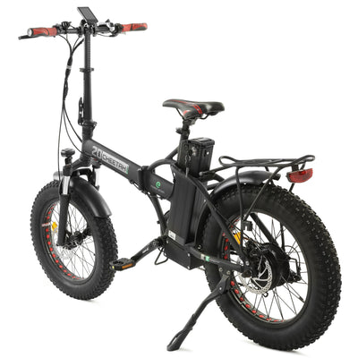Ecotric 48V 15AH Black Foldable Fat Tire Electric Bicycle Rear View