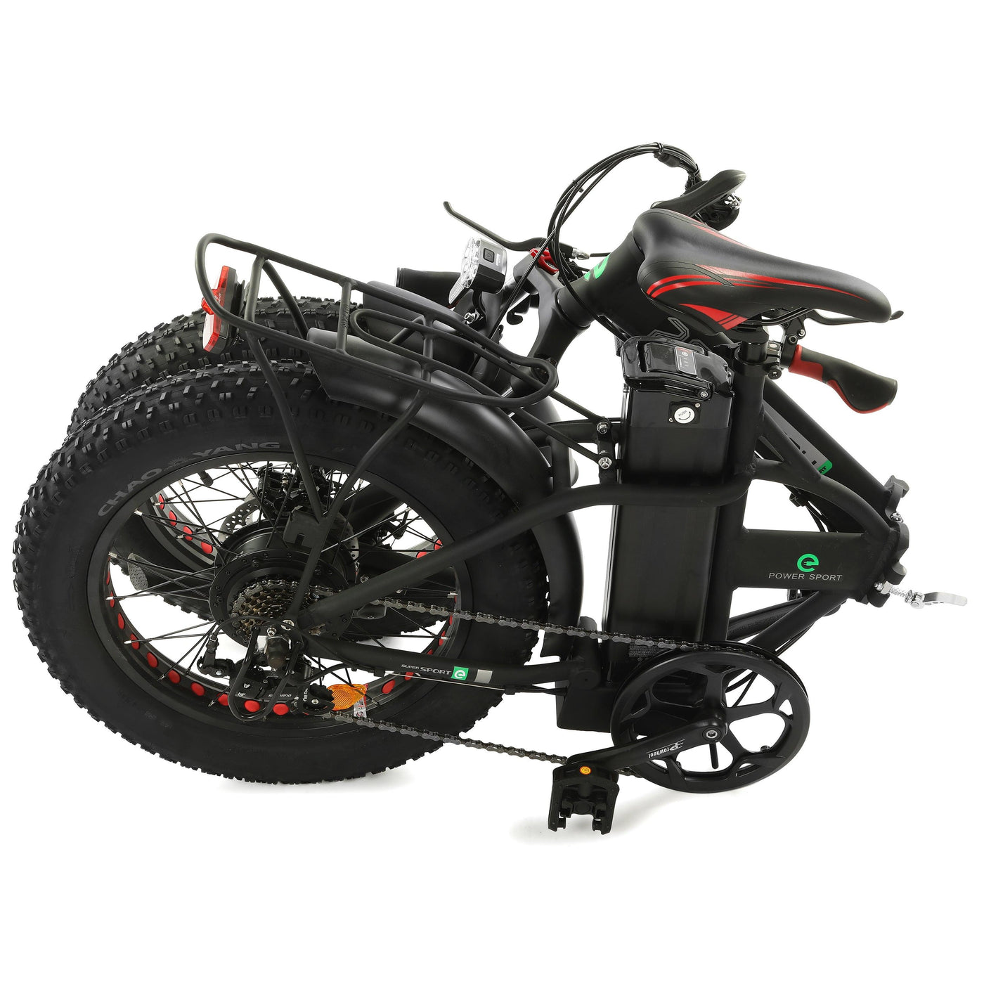 Ecotric 48V 15AH Black Foldable Fat Tire Electric Bicycle Folded View